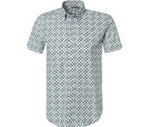 Kurzarmhemd Slim Fit Baumwolle -weiß gemustert