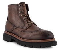 Schuhe Stiefeletten Leder castagno