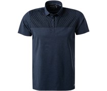 Polo-Shirt Funktionsmaterial marine meliert