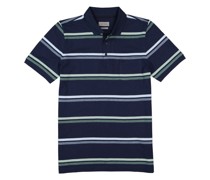 Polo-Shirt Baumwoll-Piqué navy-grün gestreift