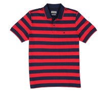 Polo-Shirt Baumwoll-Piqué navy-rot gestreift