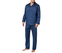 Schlafanzug Pyjama Satin navy