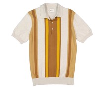 Polo-Shirt Baumwoll-Strick -grau gestreift