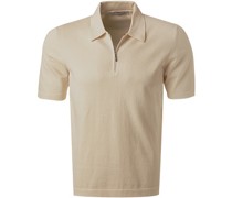 Polo-Shirt Zip-Polo Baumwoll-Strick sand