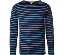 T-Shirt Longsleeve Baumwolle navy-azur gestreift