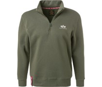 Pullover Troyer Baumwolle dunkeloliv