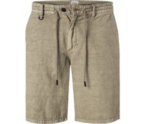 Hose Shorts Regular Fit Baumwolle-Leinen oliv