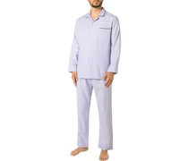 Schlafanzug Pyjama Flanell hell meliert