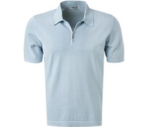 Polo-Shirt Zip-Polo Baumwoll-Strick hell