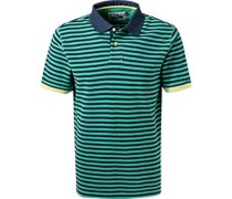Polo-Shirt Baumwoll-Piqué grün-navy gestreift