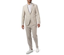 Anzug Slim Fit Leinen halbgefüttert hell