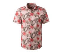 Kurzarmhemd Casual Fit Baumwolle rosa floral