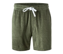 Hose Shorts Baumwoll-Frottee oliv