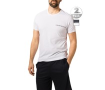 T-Shirts Baumwolle weiß-navy