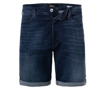 Jeansshorts Tapered Fit Baumwoll-Stretch dunkel