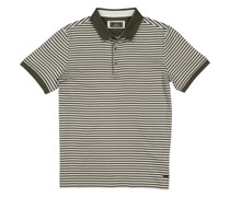 Polo-Shirt Baumwoll-Jersey oliv-weiß gestreift