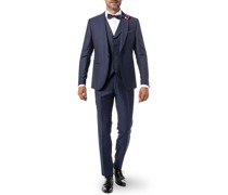 Anzug mit Weste Slim Fit Schurwolle saphir