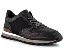Schuhe Sneaker Leder-Textil nero