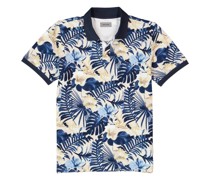 Polo-Shirt Baumwoll-Piqué navy-creme floral