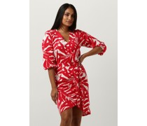 Jansen Amsterdam Damen Kleider Vl506 Jersey Print Wrap Dress 3/4 Sleeve - Rot