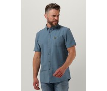 Lyle & Scott Herren Hemden Cotton Slub Short Sleeve Shirt - Hellblau
