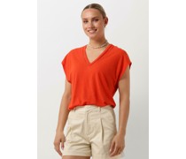 Scotch & Soda Damen Tops & T-Shirts V-neck Ladder Detail Loose Fit T-shirt - Orange