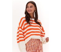 Neo Noir Damen Pullover & Cardigans Dakota Stripe Knit Blouse - Orange