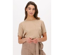 Simple Damen Tops & T-Shirts Woven Top Dimm Satin - Sand