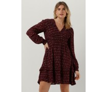 Scotch & Soda Damen Kleider Long Sleeved Lurex Jacquard Ruffle Dress With V-neck - Rot