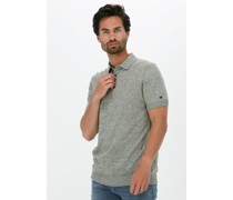 Cast Iron Herren Polos & T-Shirts Short Sleeve Polo Regular Knitted Linen Blend - Olive