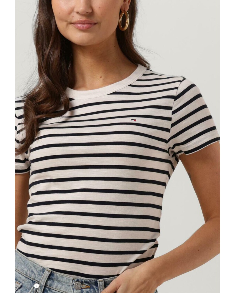 Tommy Hilfiger Damen T-shirt 1985 Slim Slub C-nk Ss