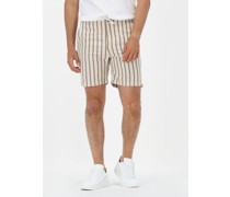 Cast Iron Herren Hosen Chino Shorts Linen Stripe - Beige