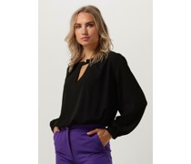 Access Damen Blusen Blouse With Front V Opening - Schwarz