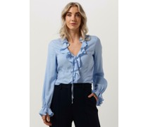 Vanilia Damen Blusen Structure Ruffle Top - Hellblau