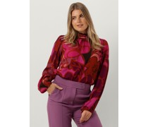 Jansen Amsterdam Damen Blusen Wfp105 Blouse Print With Puffsleeves And Turtle Neck - Rosa