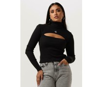 Calvin Klein Damen Pullover 2 In 1 Cut Out Tight Sweater - Schwarz