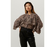 Alix The Label Damen Blusen Ladies Woven Animal Ruffle Blouse - Braun