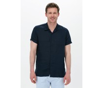 Dstrezzed Herren Hemden Resort Shirt S/s Linen - Blau