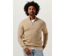 Selected Homme Herren Pullover Slhreg Dan Wool-mix Zip High Neck Ow - Sand