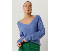 Minus Damen Pullover Mieke V-neck Knit Pullover - Blau