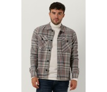 Cast Iron Herren Hemden Long Sleeve Shirt Mouline Check Shirtjacket - Blau