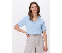 Esmé Studios Damen Tops & T-Shirts Mae 2/4 Loose Polo Blouse Knit - Hellblau