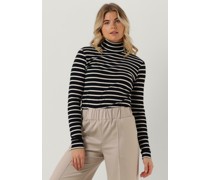 Penn & Ink Damen Tops & T-Shirts Coll Neck Stripe - Blau/weiß Gestreift