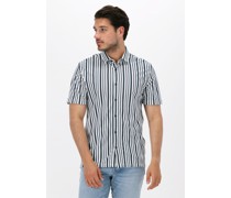 Cast Iron Herren Hemden Short Sleeve Shirt Knitted Stripe With Structure - Nicht-gerade Weiss