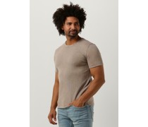 Purewhite Herren Polos & T-Shirts Flat Knitted Shirt Shortsleeve With Small Logo On Chest - Sand