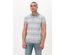 Cast Iron Herren Polos & T-Shirts Short Sleeve Polo Cotton Slub Stripe Knitted - Hellblau