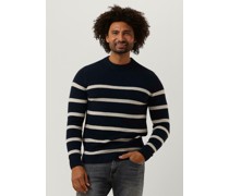 Anerkjendt Herren Pullover & Cardigans Akrico Stripe Lambswool - Dunkelblau