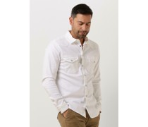 Purewhite Herren Hemden Denim Shirt With Pressbuttons And Pockets On Chest - Weiß