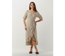 Object Damen Kleider Objammie S/s Wrap Long Dress - Sand