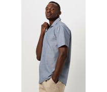 Anerkjendt Herren Hemden Akleon S/s Cot/linen Shirt - Blau